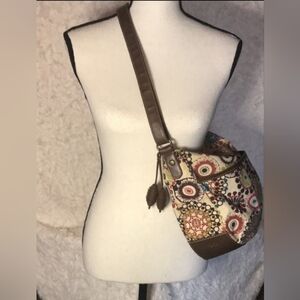 Relic Women's Brown Abstract Floral, Cross Body Purse Pre-Owned